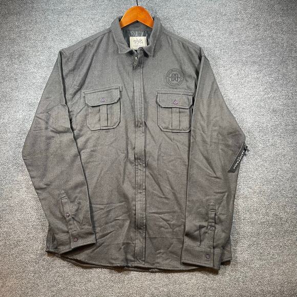 Tank Farm & Co. Zip Up Shirt Men's XXL Gray Long Sleeve NWT Chest Pockets Thick - Picture 1 of 14